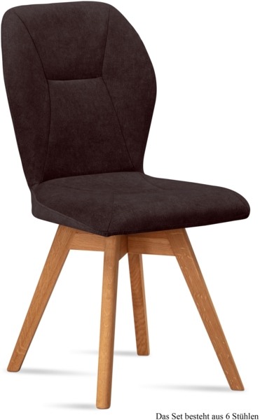 Esszimmerstuhl drehbar (6er-Set) Draga 51 x 92 x 60 Eiche geölt/Espresso