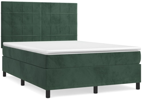 vidaXL Boxspringbett mit Matratze Dunkelgrün 140x200 cm Samt 3143028