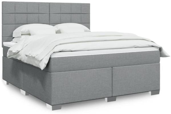 vidaXL Boxspringbett mit Matratze Hellgrau 180x200 cm Stoff 3290567