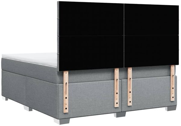 vidaXL Boxspringbett mit Matratze Hellgrau 180x200 cm Stoff 3290567 Bild 10