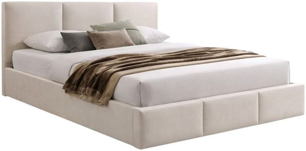Home Collective Polsterbett Bett 140x200/160x200 Doppelbett Bettgestell mit Lattenrost & Stauraum, mit Stauraum mit Bettkasten 140x200 cm in beige samt