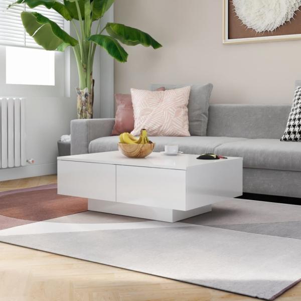vidaXL Couchtisch Hochglanz-Weiß 90x60x31 cm Holzwerkstoff 804181