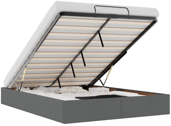vidaXL Ottoman-Bett ohne Matratze Dunkelgrau 140x190 cm Stoff 3310876