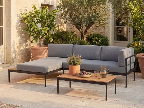 Vente-unique - GUIOMAR Gartensitzgruppe Metall Beige - B 151 cm x H 62 cm x L 250 cm