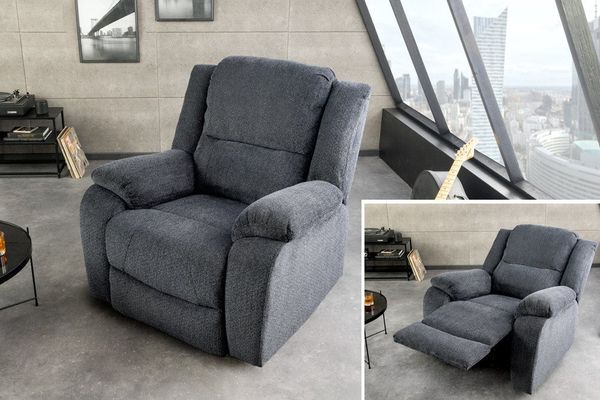 riess-ambiente TV-Sessel HOLLYWOOD dunkelgrau – Kinosessel, verstellbare Rückenlehne, Stoff (Einzelartikel, 1-St), bequemer Relaxsessel mit Lehnenverstellung – ideal fürs Wohnzimmer