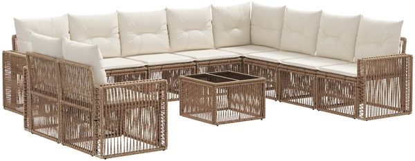 vidaXL Gartensofa-set 11 pcs Beige und Cremeweiß Poly-Rattan 3435174