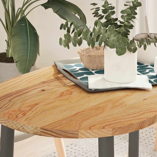 vidaXL Tischplatte Hellbraun 100x50x2 cm Massivholz Eiche Oval 4009070