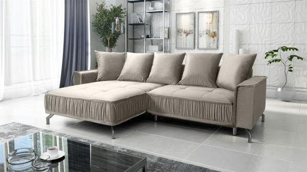 Ecksofa Schlafsofa Sofa FLORENCE Stoff Element Hellbeige Ottomane Links