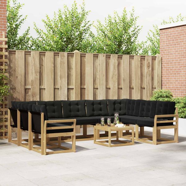 vidaXL Outdoor-Sofagarnitur mit Kissen 10 pcs Weiß und Schwarz 3389886