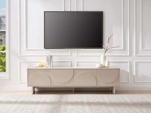 Vente-unique - DELORINA TV unit Holz, Platte Beige - B 40 cm x H 50,5 cm x L 180 cm