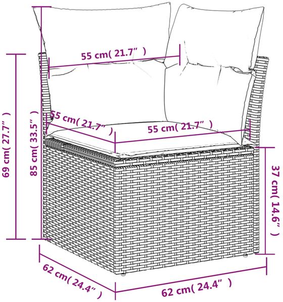vidaXL 9-tlg. Garten-Sofagarnitur mit Kissen Grau Poly Rattan 3220599 Bild 9