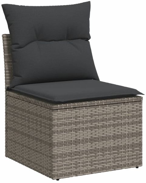 vidaXL 9-tlg. Garten-Sofagarnitur mit Kissen Grau Poly Rattan 3220599 Bild 3