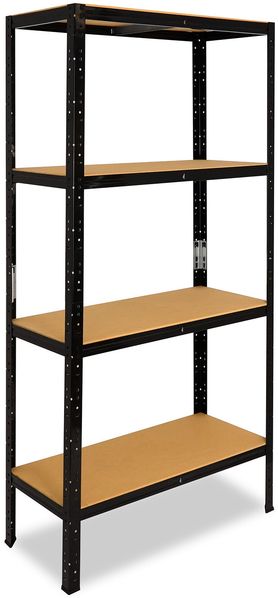 shelfplaza BLACK 180x45x40 cm Schwerlastregal in schwarz mit 4 Böden und 175 kg Traglast pro Boden