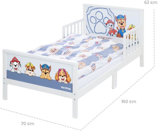 roba Kinderbett Paw Patrol 70 x 140 cm inkl. Bettwäsche & Lattenrost - aus Holz - Weiß / Blau Bild 3