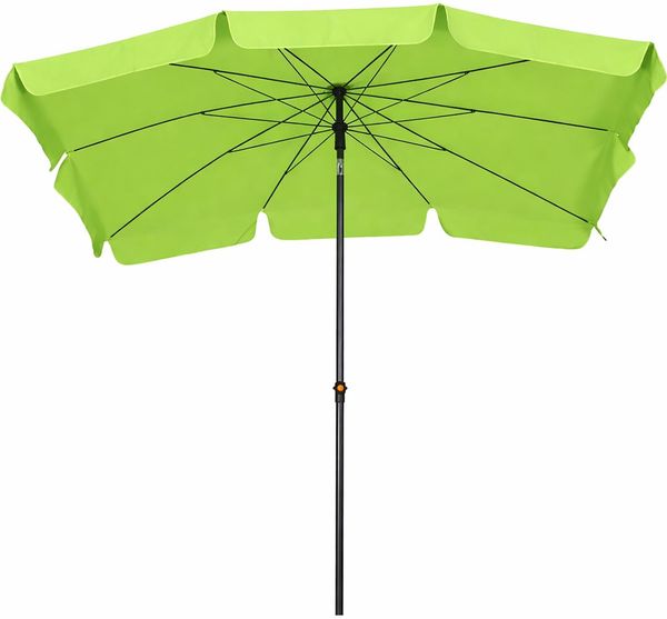 BURI Tropico Sonnenschirm 210x140 cm Limette / Hellgrün - Rechteckiger Mittelstockschirm mit Stahlgestell, UV Schutz UPF 50+, knickbar, höhenverstellbar, Polyester 180 g/m², wetterfest