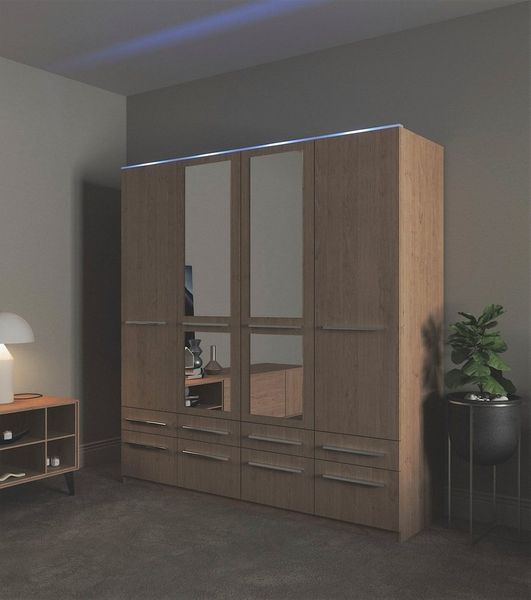 priess Kleiderschrank Schrank Garderobe Wäscheschrank Barcelona in 5 Breiten viel Stauraum, geräumige Schubkästen, mit Spiegel, MADE IN GERMANY