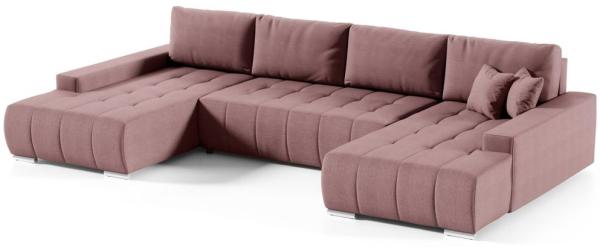 Wohnlandschaft Sofa mit Schlaffunktion VOGAR Stoff Aulla Altrosa