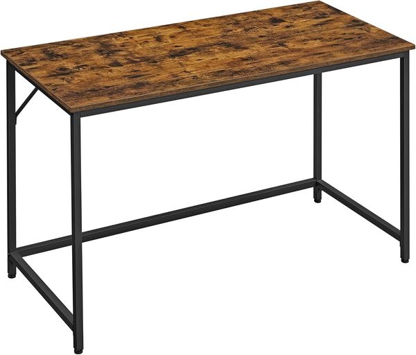 Vasagle Schreibtisch, Industrie-Design, Metallgestell, Vintagebraun, 120 x 60 x 75 cm