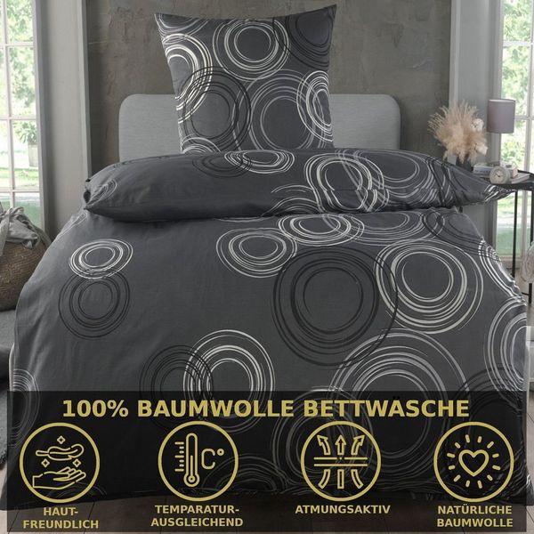 Malika Bettwäsche 135x200 + 80x80 cm atmungsaktiver Baummwoll Renforce Bettbezug, Renforce Baumwolle, 2 teilig, Für Allergiker geeignet, pflegeleicht, angenehm weicher Stoff