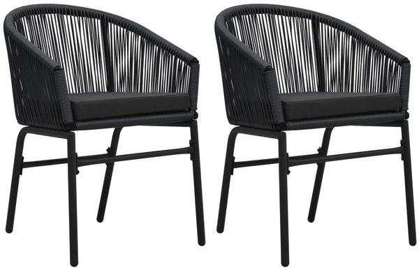 vidaXL Gartenstühle 2 Stk. Schwarz PE-Rattan 48135
