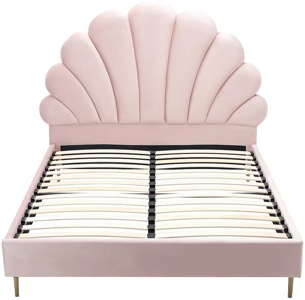 Vente-unique - LIVAYA Bett SamtStoff Puderrosa - B 205 cm x H 140 cm x L 166 cm Bild 4