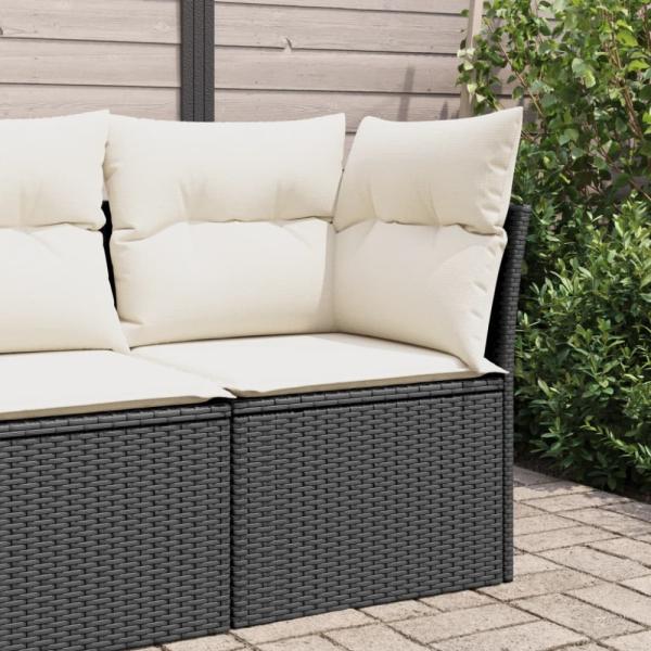 vidaXL Garten-Ecksofa mit Kissen Schwarz Poly Rattan 365997