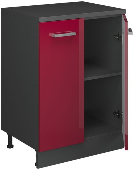 Erweiterungsschrank Rion Rot Hochglanz/Anthrazit 60 x 46 cm ohne Schräge mit 2 Türen Vicco Bild 4