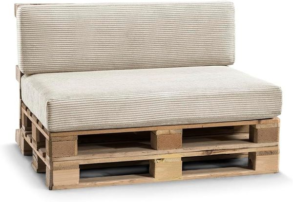 Gutekissen® Palettenkissen Gerippte Kissen, Palettenauflagen Sitzkissen Rückenlehne Gerippt PFL (Sitzkissen 120x80, Beige)