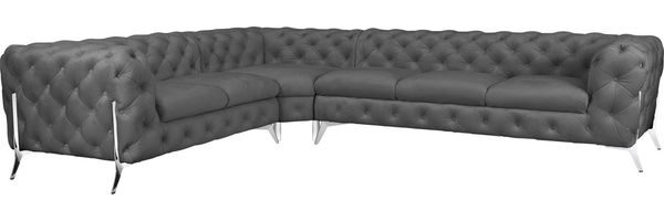 Leonique Chesterfield-Sofa Amaury L-Form, großes Ecksofa, Chesterfield-Optik, Breite 323 cm, Fußfarbe wählbar