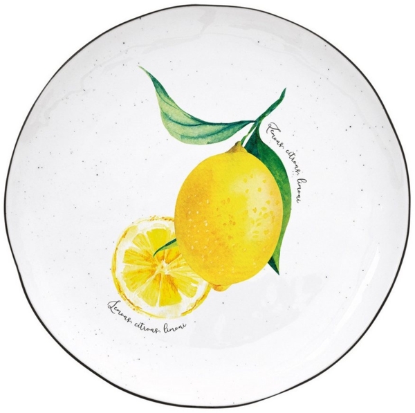 EasyLife Frühstücksteller Amalfi, Spülmaschinengeeignet, Weiß, Motiv: Zitronen