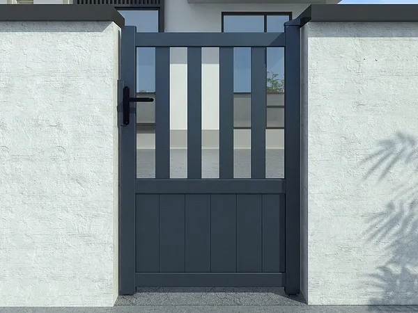 Vente-unique - TARNOS II Side gate Metall Grau - B 4,5 cm x H 140 cm x L 99,25 cm