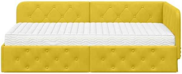 vidaXL Eckbettgestell mit Matratze mit Kopfteil Gelb 90x200 cm Samt 3394088 Bild 4
