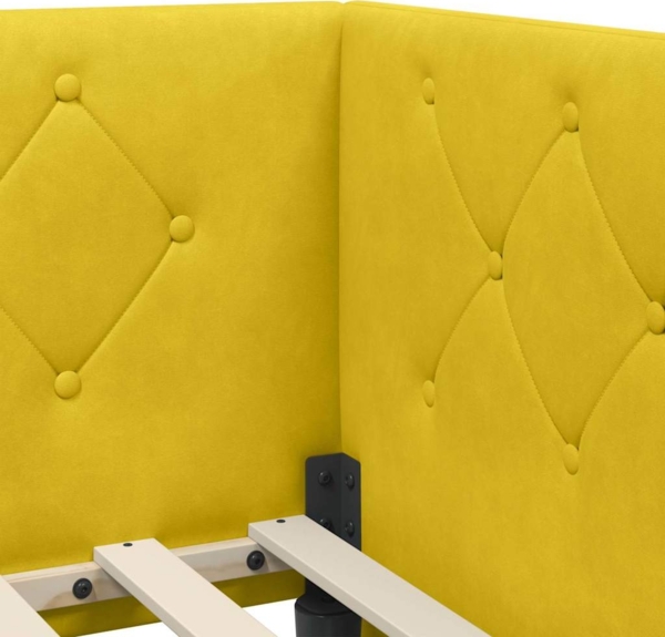 vidaXL Eckbettgestell mit Matratze mit Kopfteil Gelb 90x200 cm Samt 3394088 Bild 9