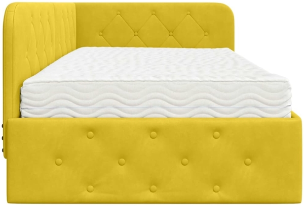 vidaXL Eckbettgestell mit Matratze mit Kopfteil Gelb 90x200 cm Samt 3394088 Bild 7