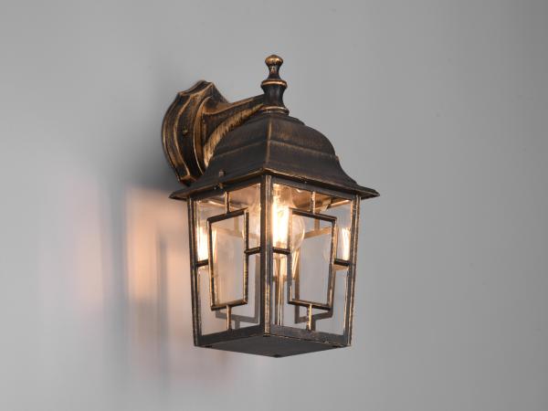 Antike LED Außenwandleuchte Laterne hängend Rostoptik, Höhe 30cm