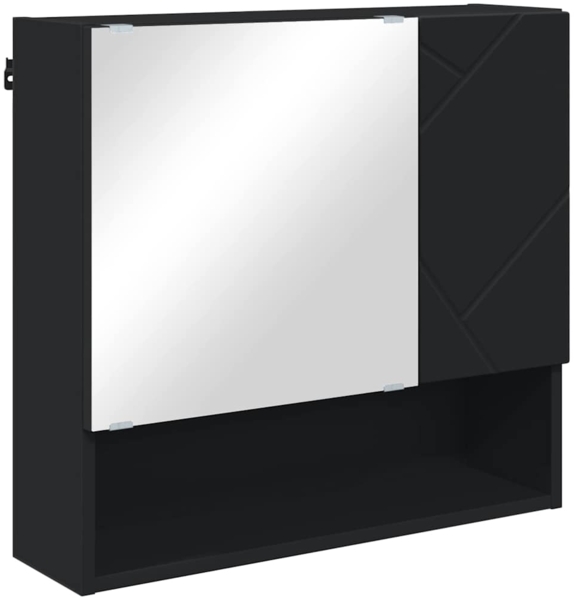 vidaXL Spiegelschrank mit Tür Schwarz 59 x 17 x 55 cm Holzwerkstoff 883365