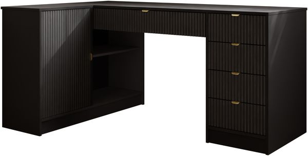 Eckschreibtisch / Eckschminktisch Tireno (Farbe: Schwarz Molet) Bild 3