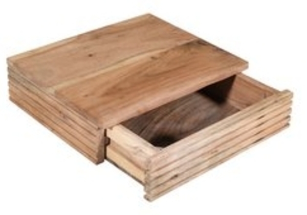 Trelevo® Wandregal Leona, massives Akazienholz, Wandkonsole, eine Schublade Bild 6