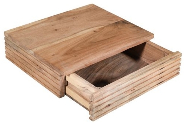 Trelevo® Wandregal Leona, massives Akazienholz, Wandkonsole, eine Schublade Bild 4