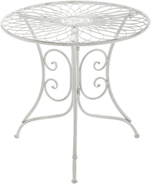 Gartentisch JAN Antik - 55x55x52cm, Metall, Antik-Weiß | Balkontisch Outdoor-Tisch klein