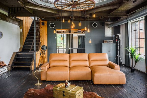KAWOLA Big Sofa DORI Leder cognac Longchair rechts 92 x 164 x 288 cm