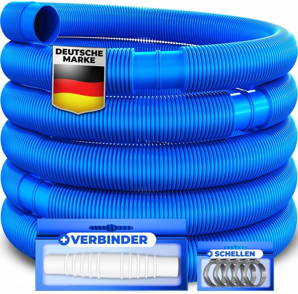 KESSER® Poolschlauch | Schwimmbadschlauch mit Muffen | Solarschlauch für Pool und Schwimmbecken | Saugschlauch | Pumpenschlauch | Flexibler Wasserschlauch Blau, Länge 12m ( Ø 38 mm )