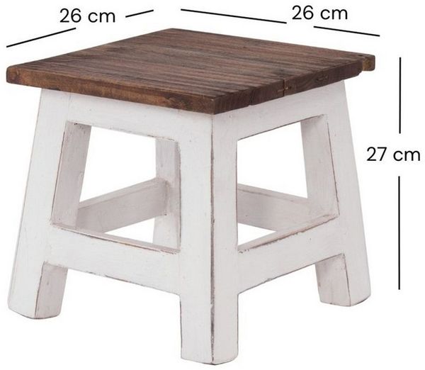 DESIGN DELIGHTS Hocker Fusshocker PALO, 27x26cm (HxB), rustikaler Holzhocker Massivhocker