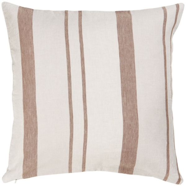 Ib Laursen - Kissenbezug Kissenhülle 50x50cm Natur Braun Gestreift 6248-00