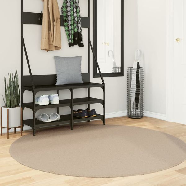 vidaXL Teppich HUARTE Kurzflor Weich und Waschbar Sandfarben Ø 160 cm 375068