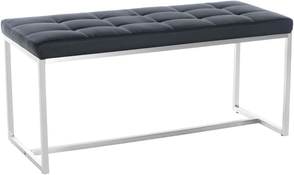Sitzbank PUEBLA - Kunstleder Schwarz 100x40x48 cm | Sitzbank Flur Sitzhocker Esszimmerbank Polsterbank Schlafzimmerbank