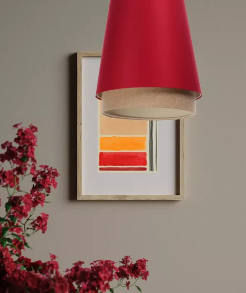 BPS Koncept 0SE0-020 Hängeleuchte SENSEI Satin auf PVC-Kunststoff rot, beige 1xE27 60W H:117cm Ø35cm dimmbar