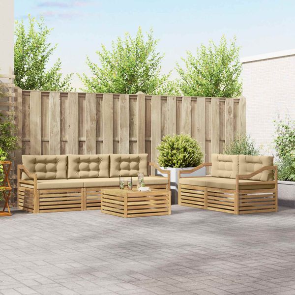 vidaXL Outdoor-Sofagarnitur 6 pcs Weiß und Beige 3390063
