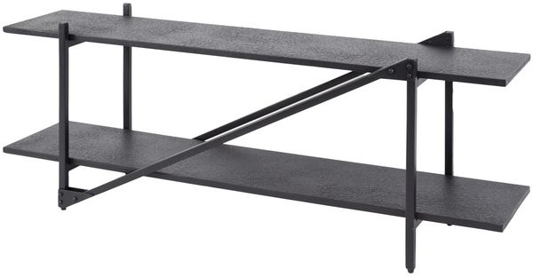 TV-Board Pouv Metalloptik, modernes Industrial Design, dunkelgrau, 2 Böden, 140 cm