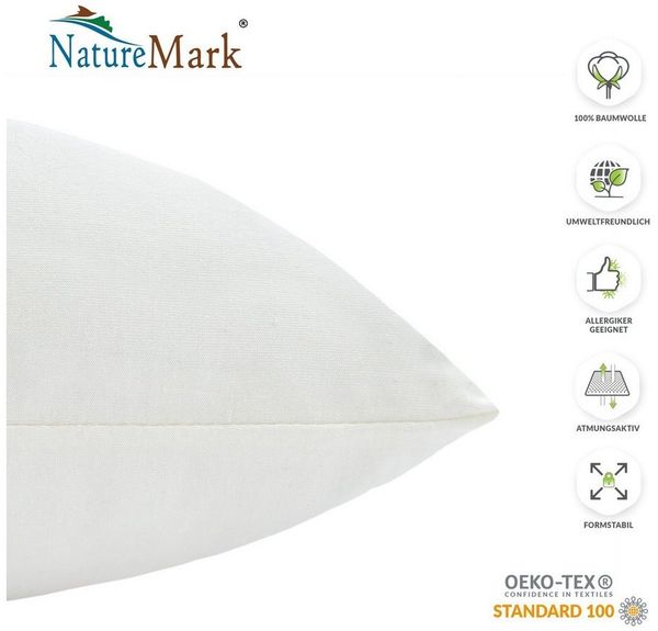 NatureMark 2er Set Jersey Kissenbezüge – Elastisch, weich, atmungsaktiv und hautfreundlich – Waschbare Kissenhülle - 40x40 - Natur/Creme